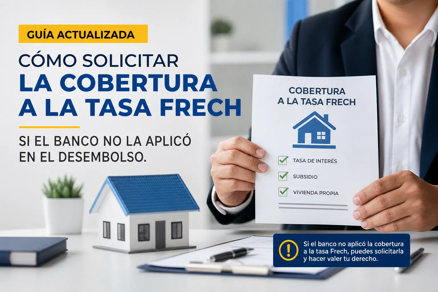 Asesor sosteniendo folleto de cobertura a la tasa Frech