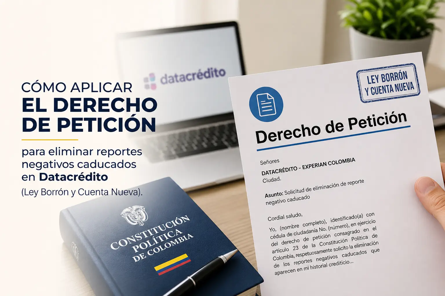 Computador e documento sobre Direito de Petição em escritório